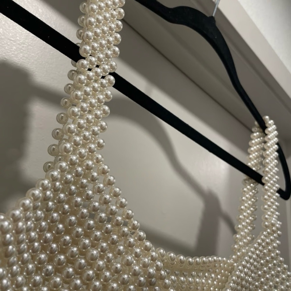 Pearl-Embellished White Crop Top - Picture 3 of 3